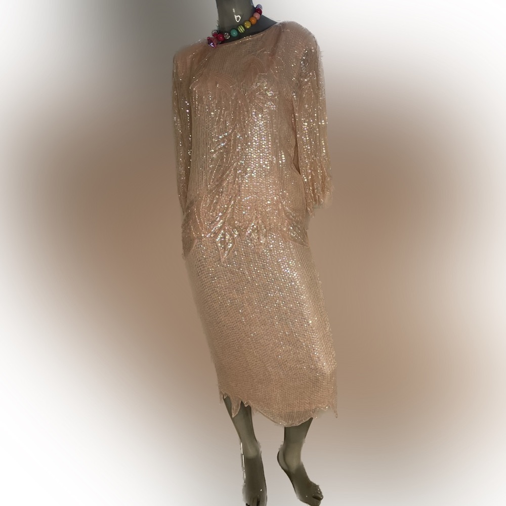 Silk Vintage beaded and sequin 2pc set - Picture 2 of 11
